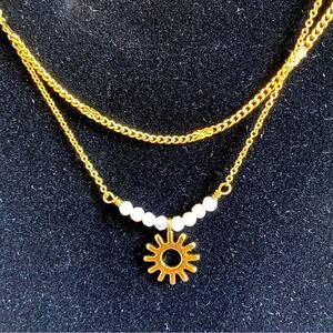 LUNA NORTE MOONSTONE necklace star crescent moon for Balance